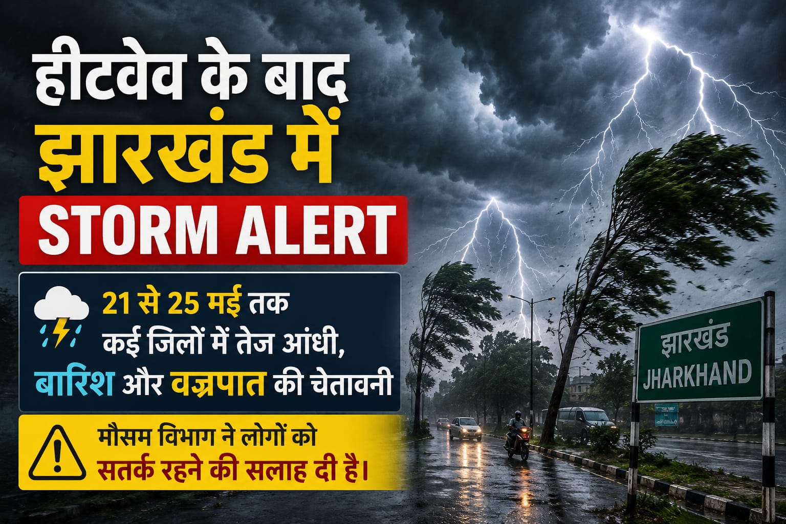 हीटवेव के बाद झारखंड में Storm Alert, 21 से 25 मई तक तेज आंधी-बारिश की चेतावनी
