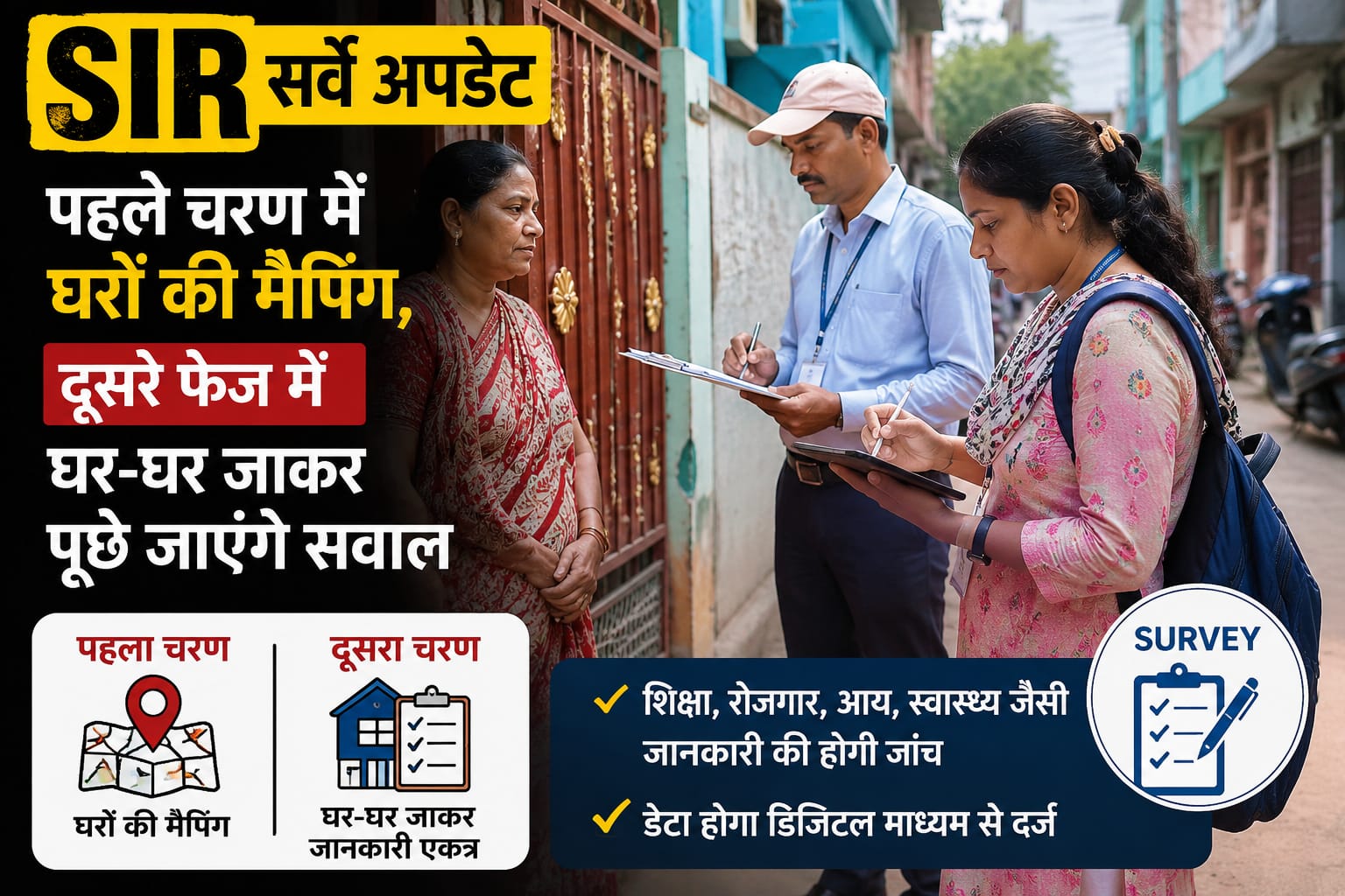 SIR के पहले चरण में हो रही है घरों की मैपिंग, दूसरे फेज में घर-घर जाकर पूछे जाएंगे सवाल