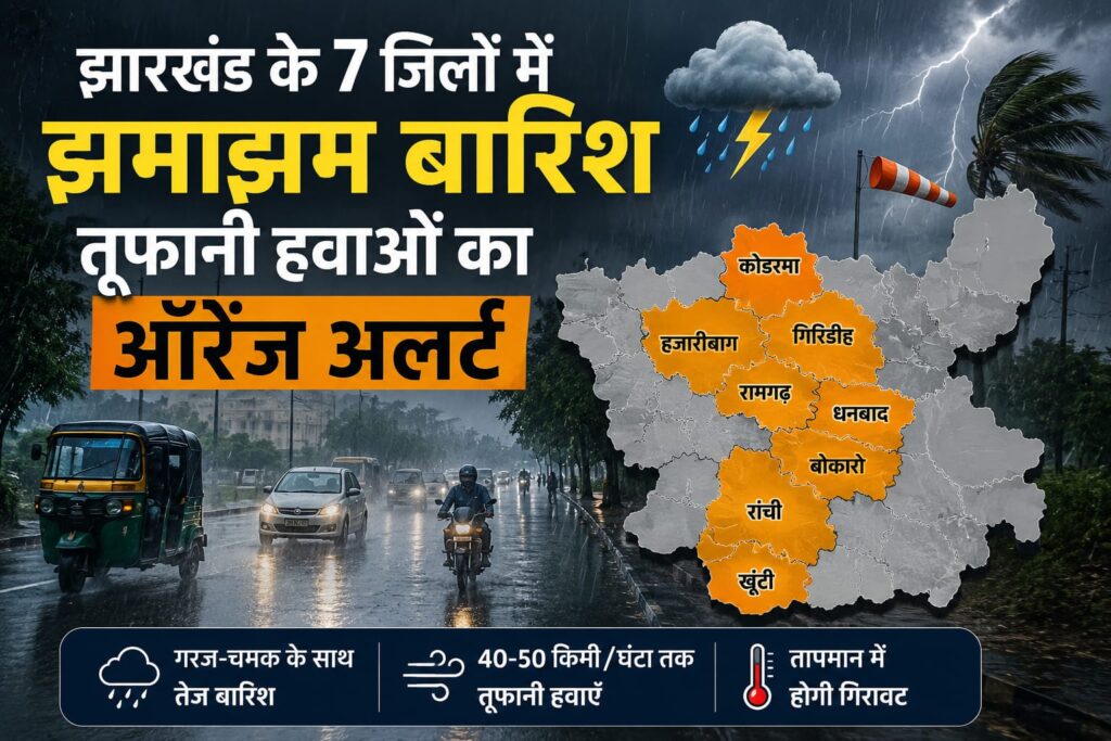 झारखंड के कई जिलों में बारिश और तेज हवाओं का अलर्ट, मौसम विभाग ने जारी की चेतावनी