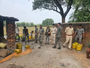 गिरिडीह में अवैध शराब कारोबार पर बड़ी कार्रवाई, 9 क्विंटल जावा महुआ और 400 लीटर शराब नष्ट