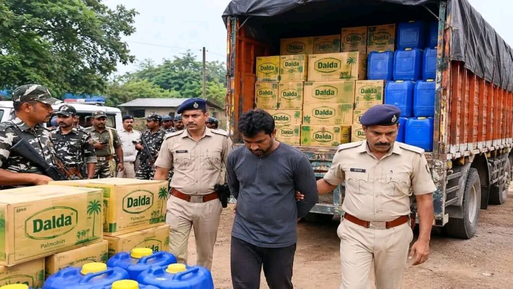 रांची के चान्हो में चोरी के खाद्य तेल से लदा ट्रक बरामद, एक युवक हिरासत में