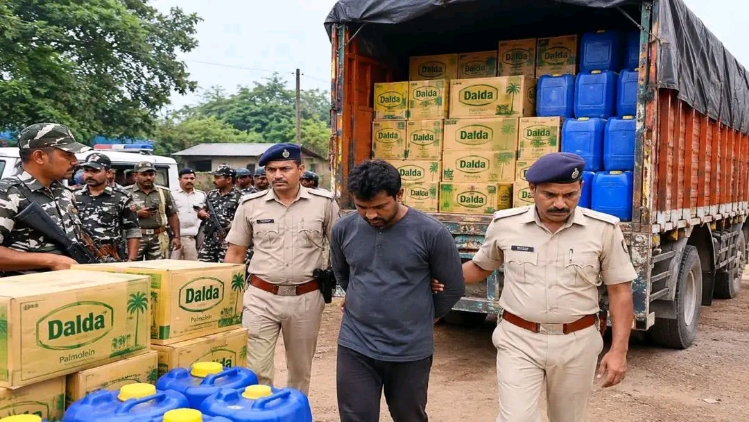 रांची के चान्हो में चोरी के खाद्य तेल से लदा ट्रक बरामद, एक युवक हिरासत में