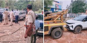 धनबाद में अवैध पार्किंग के खिलाफ कार्रवाई, क्रेन से 10 वाहन जब्त
